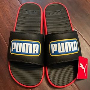 PUMA Men's Cool Cat Sport Slides Sandals Black/Red Size 12 New With Tag